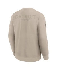 Fanatics Men's Tan Detroit Red Wings Authentic Pro Road Tri-Blend Sweatshirt
