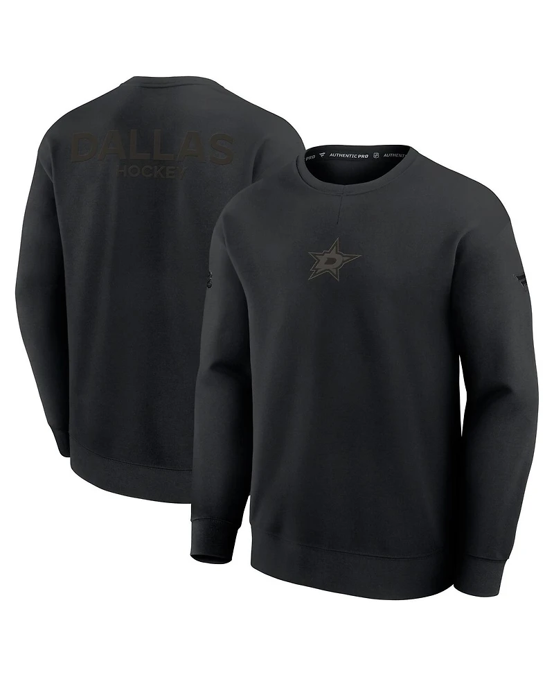 Fanatics Men's Black Dallas Stars Authentic Pro Road Tri-Blend Sweatshirt
