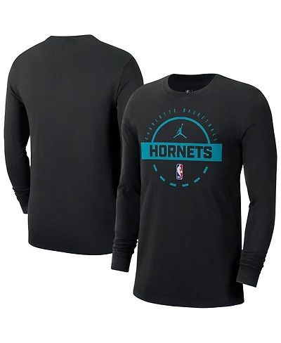 Jordan Men's Black Charlotte Hornets Authentic Long Sleeve Practice T-Shirt