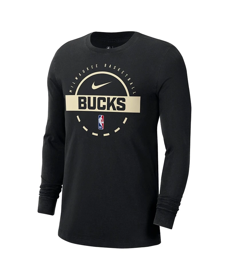 Nike Men's Black Milwaukee Bucks Authentic Long Sleeve Practice T-Shirt
