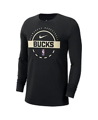 Nike Men's Black Milwaukee Bucks Authentic Long Sleeve Practice T-Shirt