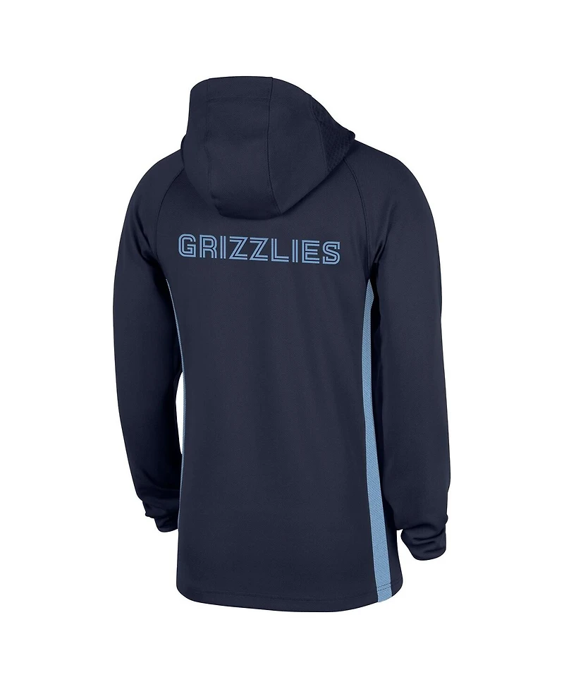 Nike Men's Navy Memphis Grizzlies Authentic On Court Zone Quarter-Zip Dri-fit Hoodie Jacket
