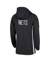 Nike Men's Black Brooklyn Nets Authentic On Court Zone Quarter-Zip Dri-fit Hoodie Jacket