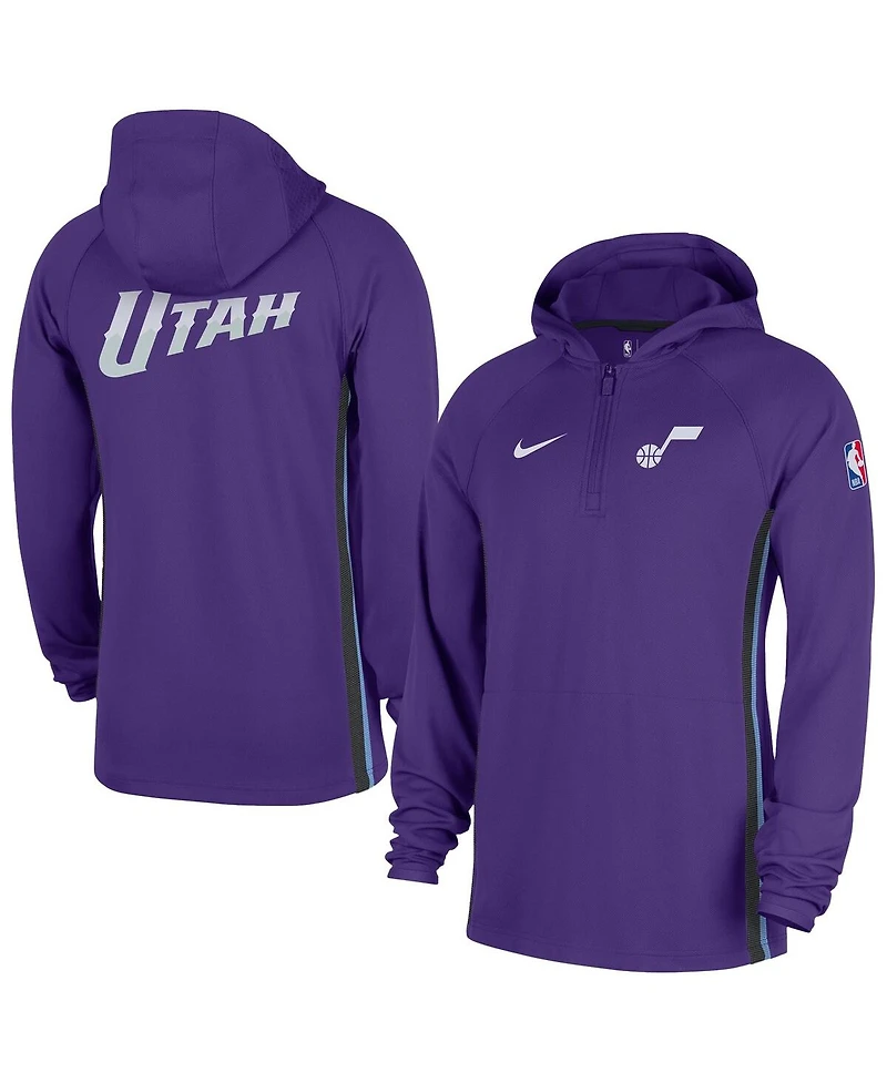 Nike Men's Purple Utah Jazz Authentic On Court Zone Quarter-Zip Dri-fit Hoodie Jacket