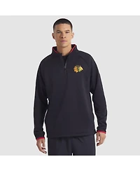Fanatics Men's Black Chicago Blackhawks Authentic Pro Rink Raglan Quarter-Zip Pullover