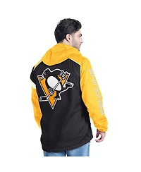 G-iii Sports by Carl Banks Men's Black/Gold Pittsburgh Penguins Lateral Half-Zip Hoodie Jacket