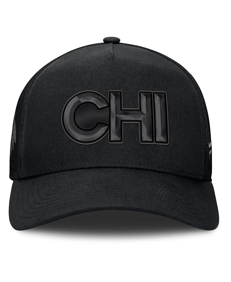 Fanatics Men's Black Chicago Blackhawks Authentic Pro Road Team Code Trucker Adjustable Hat