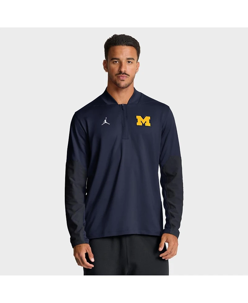 Jordan Men's Navy Michigan Wolverines Sideline Dri-fit Half-Zip Pullover Sweatshirt