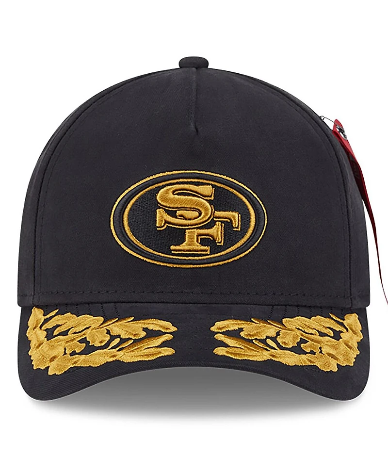 New Era x Alpha Industries Men's Black San Francisco 49ers A-Frame 9FORTY Adjustable Hat