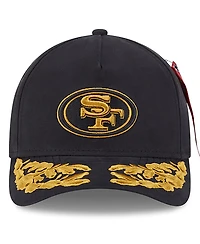 New Era x Alpha Industries Men's Black San Francisco 49ers A-Frame 9FORTY Adjustable Hat