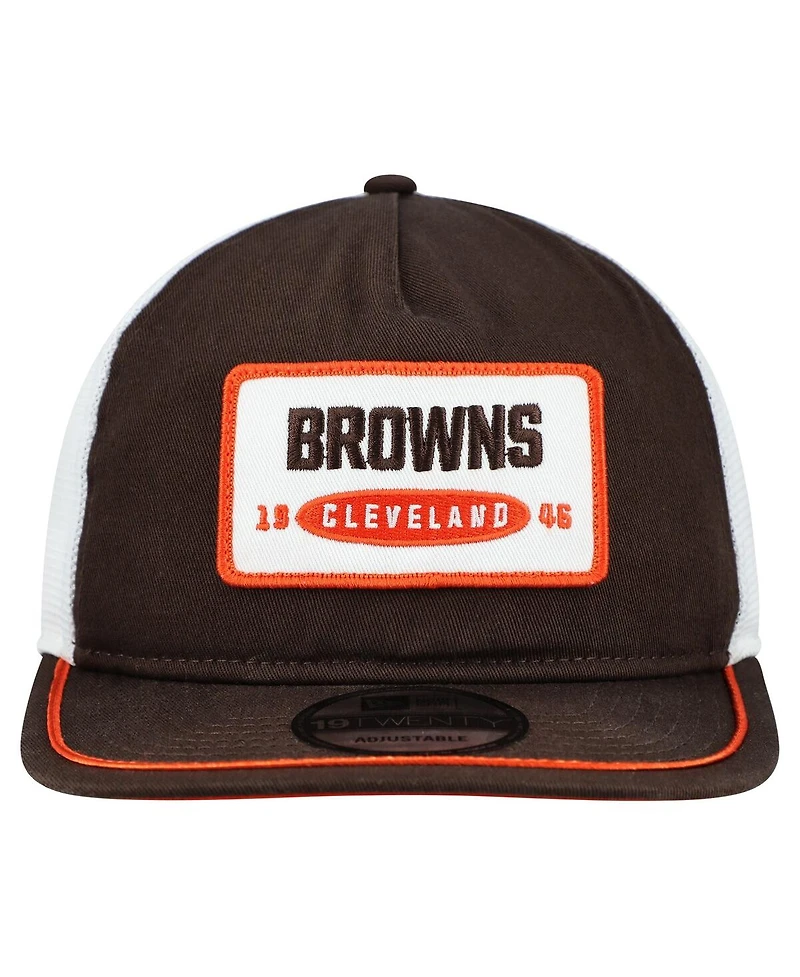 New Era Men's Brown/White Cleveland Browns Patch 19TWENTY Adjustable Hat