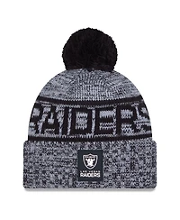 New Era Men's Black Las Vegas Raiders 2025 Sideline Cold Weather Cuffed Pom with Knit Hat