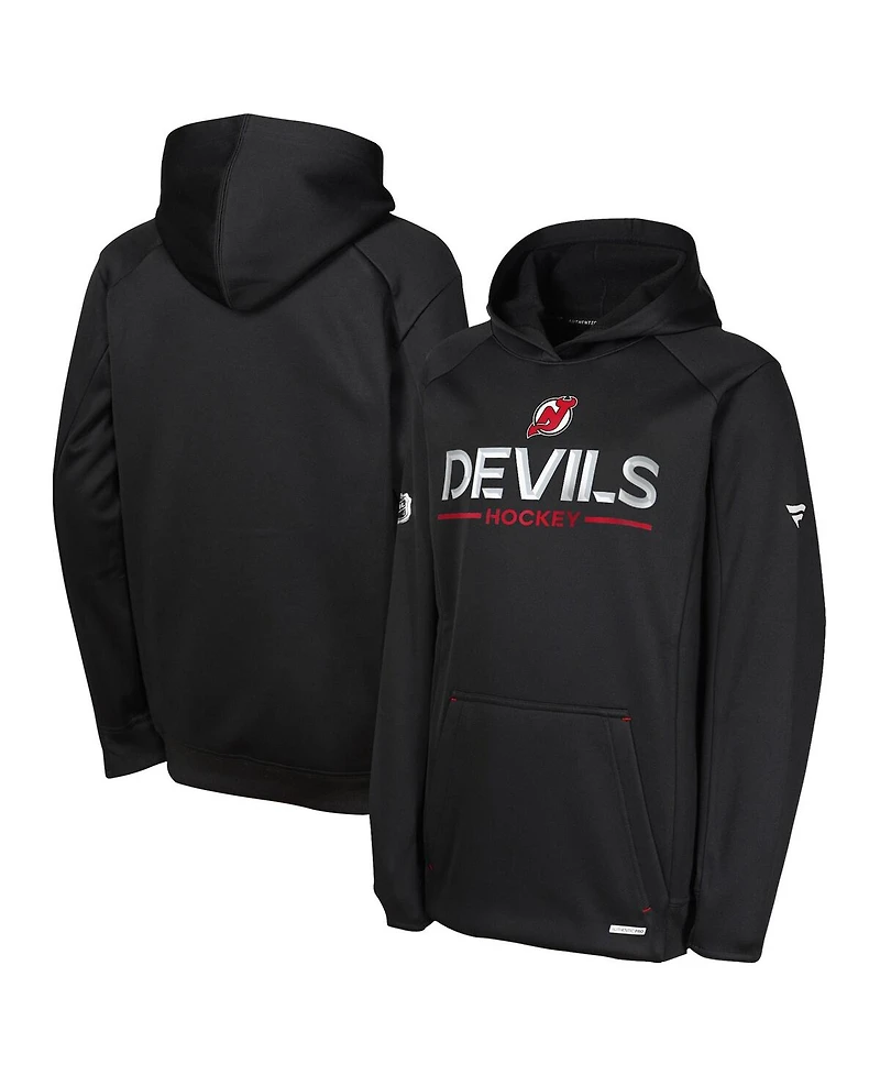Fanatics Big Boys and Girls Black New Jersey Devils Authentic Pro Rink Raglan Hoodie