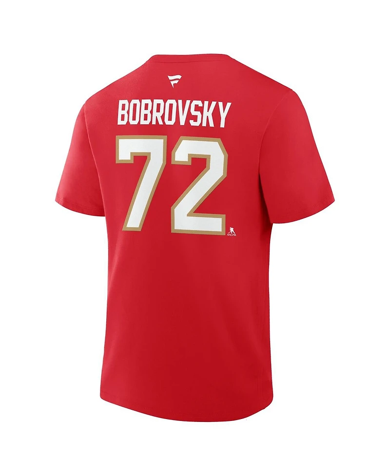 Fanatics Men's Sergei Bobrovsky Red Florida Panthers Authentic Stack Name Number T-Shirt