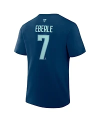 Fanatics Men's Jordan Eberle Deep Sea Blue Seattle Kraken Authentic Stack Name Number T-Shirt