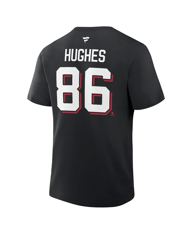 Fanatics Men's Jack Hughes Black New Jersey Devils Authentic Stack Name Number T-Shirt