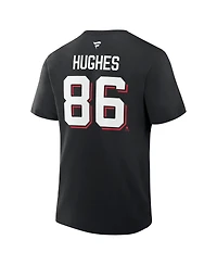 Fanatics Men's Jack Hughes Black New Jersey Devils Authentic Stack Name Number T-Shirt