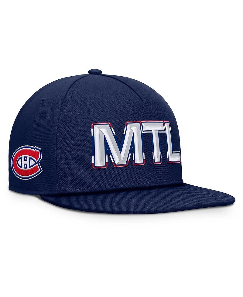 Fanatics Men's Navy Montreal Canadiens Authentic Pro Rink Team Code Snapback Hat
