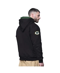 Starter Men's Black Green Bay Packers Big Shot Full-Zip Double Hoodie