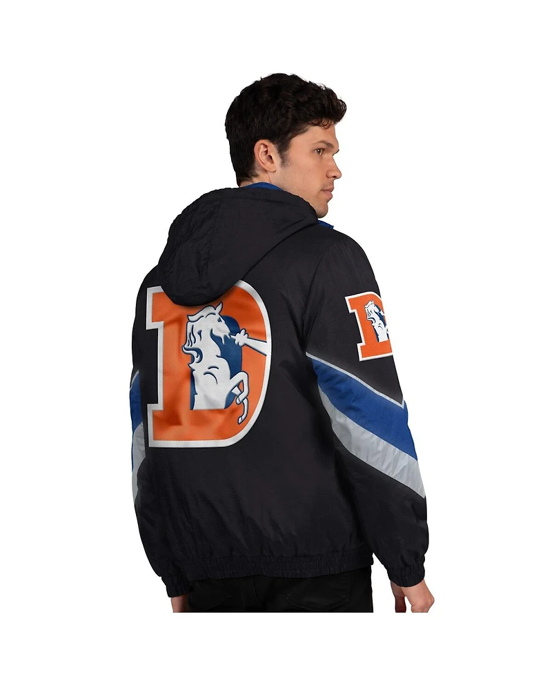 Starter Men's Black Denver Broncos Thursday Night Gridiron Logo Full-Zip Hoodie
