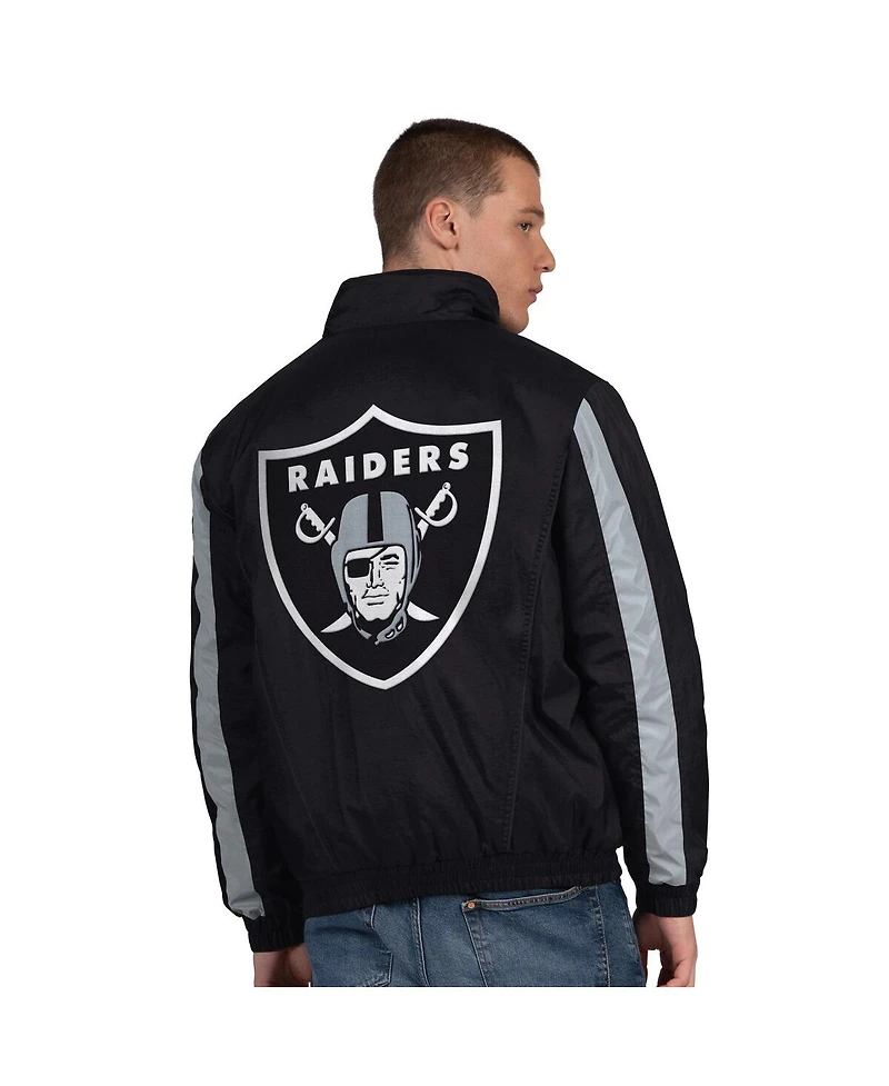 Starter Men's Black Las Vegas Raiders Thursday Night Gridiron Half-Zip Jacket