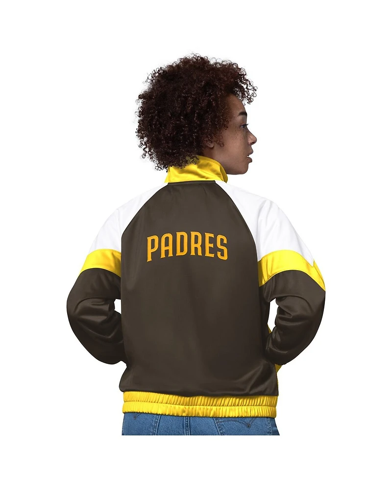 Starter Women's White/Gold San Diego Padres Teamwork Raglan Full-Zip Track Jacket