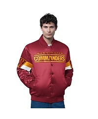 Starter Men's Burgundy Washington Commanders Triple Option Satin Varsity Full-Snap Jacket