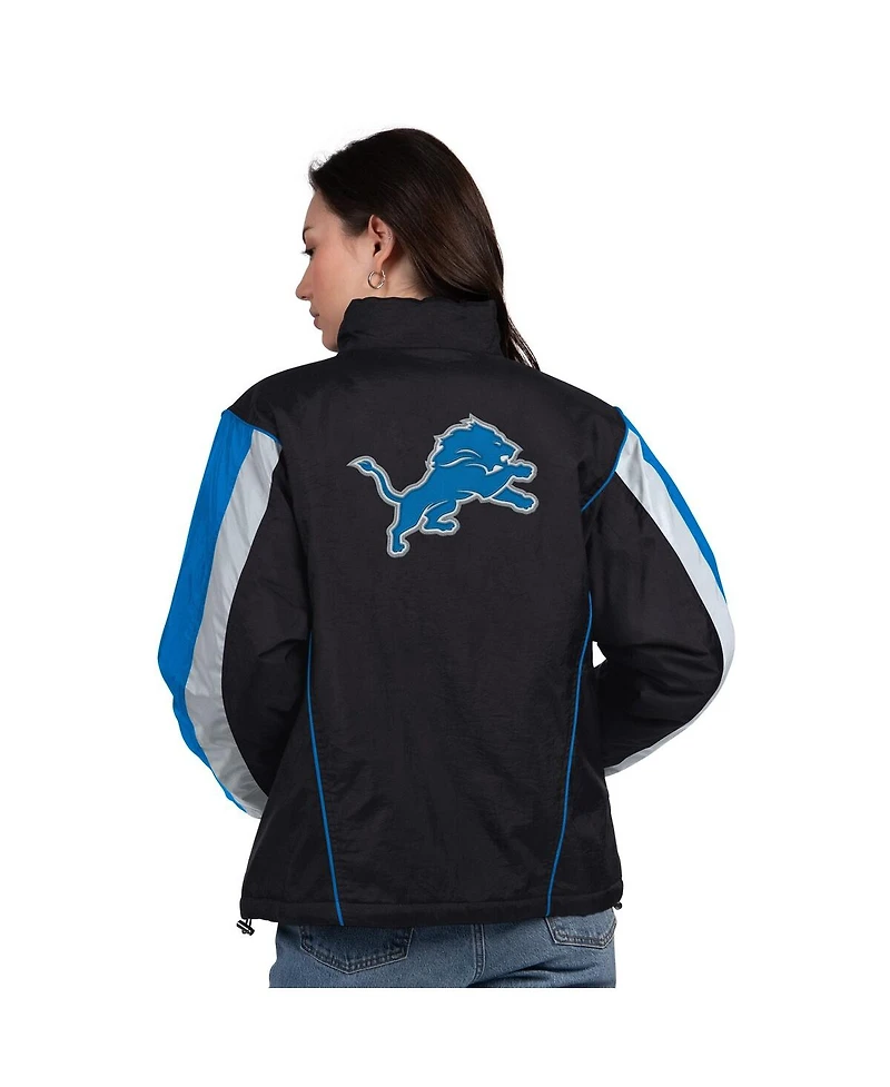 Starter Women's Black/Blue Detroit Lions Thursday Night Gridiron Half-Zip Jacket
