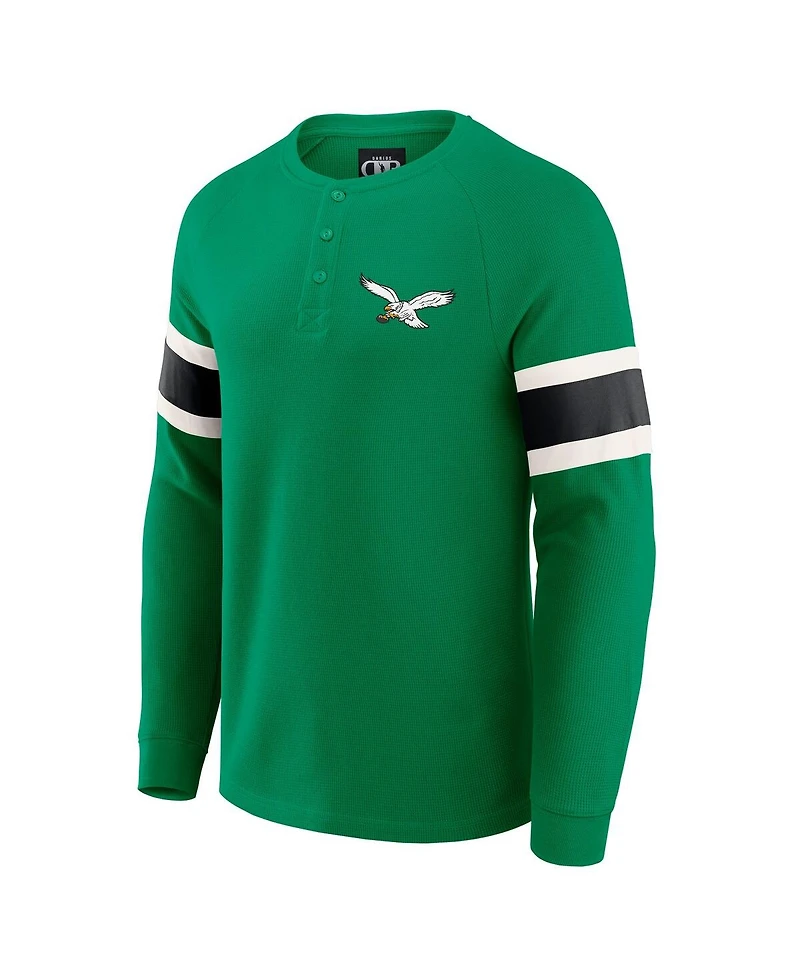 Fanatics Men's Darius Rucker Collection by Kelly Green Philadelphia Eagles Waffle-Knit Raglan Long Sleeve Henley T-Shirt