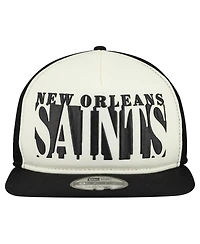 New Era Men's Cream/Black New Orleans Saints Cutout A-Frame 9FIFTY Snapback Hat