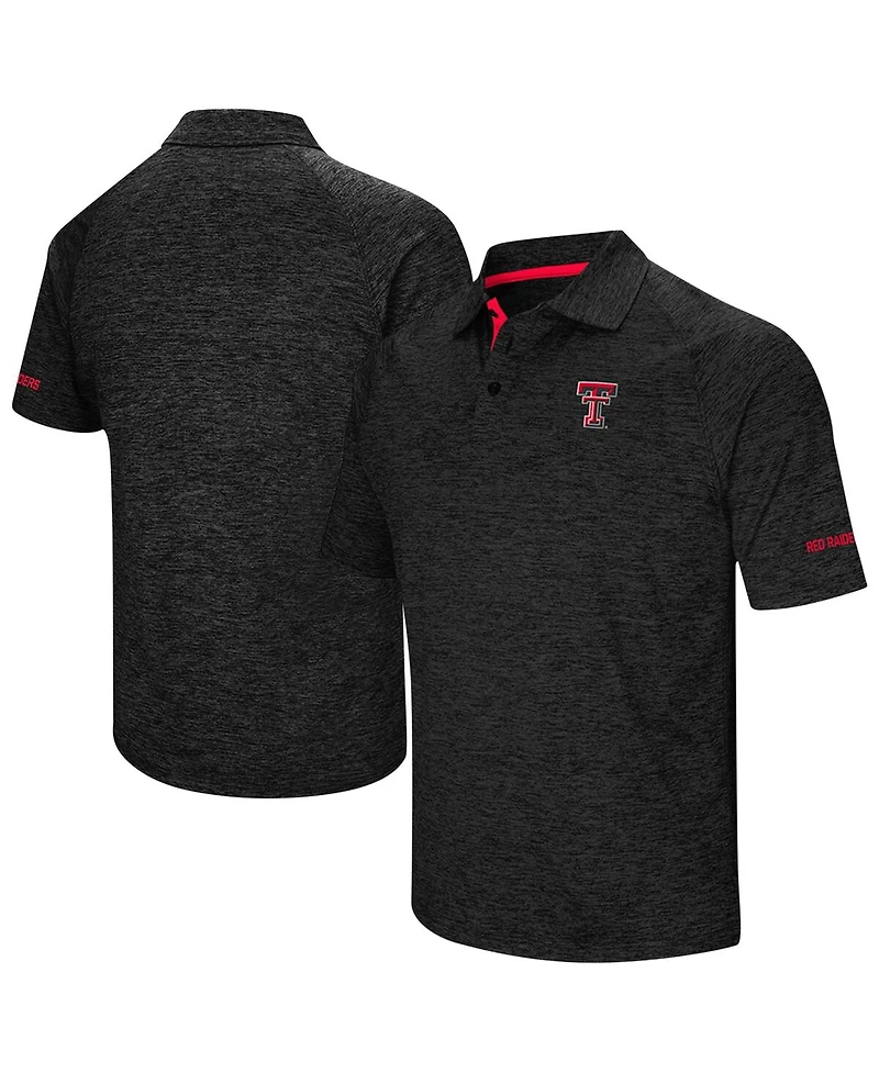 Colosseum Men's Heather Black Texas Tech Red Raiders Big Tall Down Swing Raglan Polo Shirt