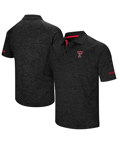 Colosseum Men's Heather Black Texas Tech Red Raiders Big Tall Down Swing Raglan Polo Shirt