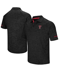 Colosseum Men's Heather Black Texas Tech Red Raiders Big Tall Down Swing Raglan Polo Shirt