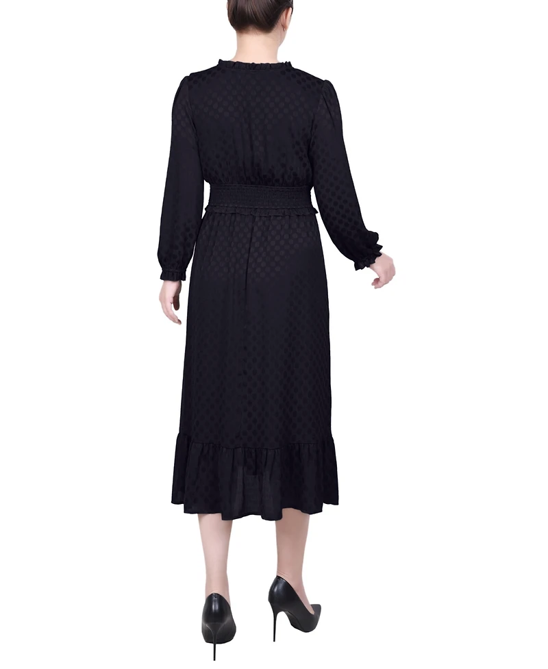 Ny Collection Petite Long Sleeve Surplice Neck Dress