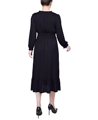 Ny Collection Petite Long Sleeve Surplice Neck Dress