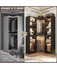 Aheaplus 40'' Large Corner Closet Organizer System with 12 Shelves, 6 Tier Walk-in 2 Hanging Rods