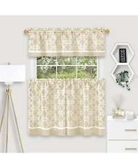 Kate Aurora Geometric Crescent 3 Piece Rod Pocket Cafe Kitchen Curtain Tier & Valance Set - in. Long