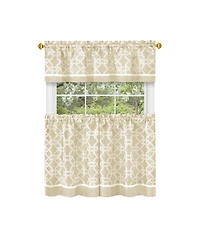 Kate Aurora Geometric Crescent 3 Piece Rod Pocket Cafe Kitchen Curtain Tier & Valance Set - in. Long