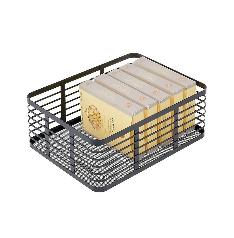 Metal Pantry Basket with Handles - Set of 2 - Matte Black
