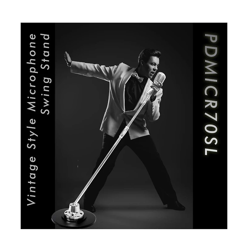 Classic Retro Vintage Style Microphone & Swing Stand, Silver Style