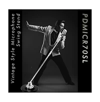 Classic Retro Vintage Style Microphone & Swing Stand, Silver Style