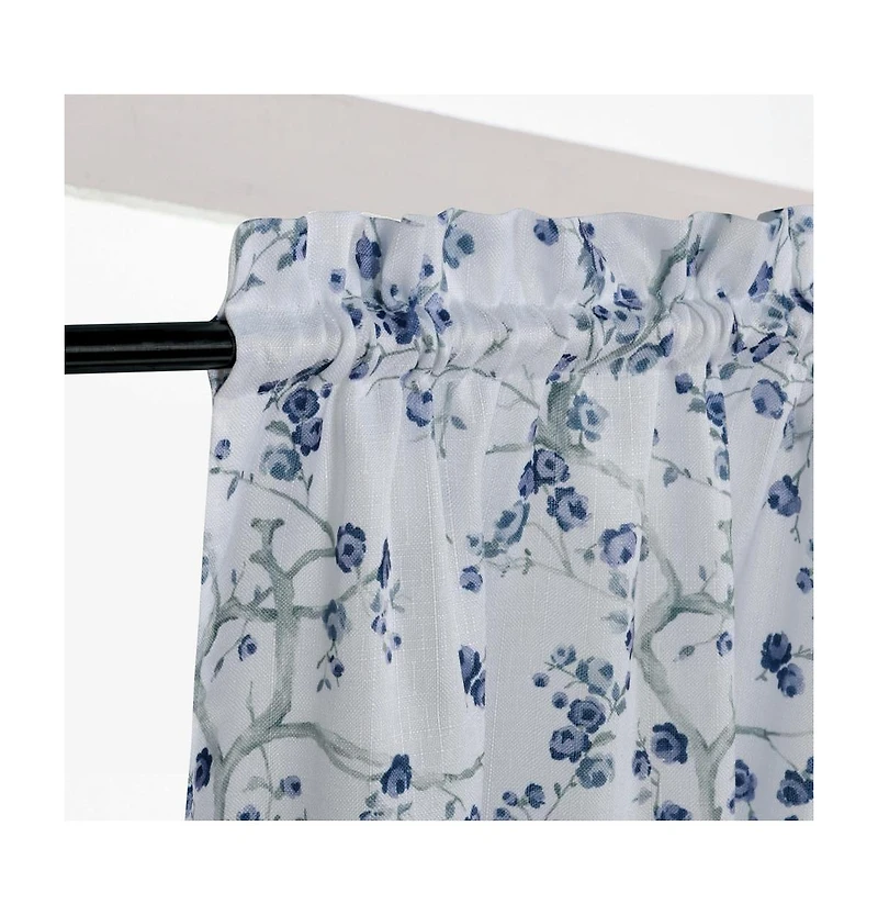 Kate Aurora Complete 3 Piece Rod Pocket Cherry Blossom Cafe Kitchen Curtain Tier & Valance Set - Rose