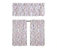 Kate Aurora Complete 3 Piece Rod Pocket Cherry Blossom Cafe Kitchen Curtain Tier & Valance Set