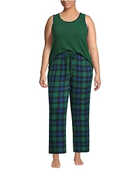 Lands' End Plus Brushed Cozy Waffle Jersey 3 Piece Pajama Set - Tank Top Pant and Robe