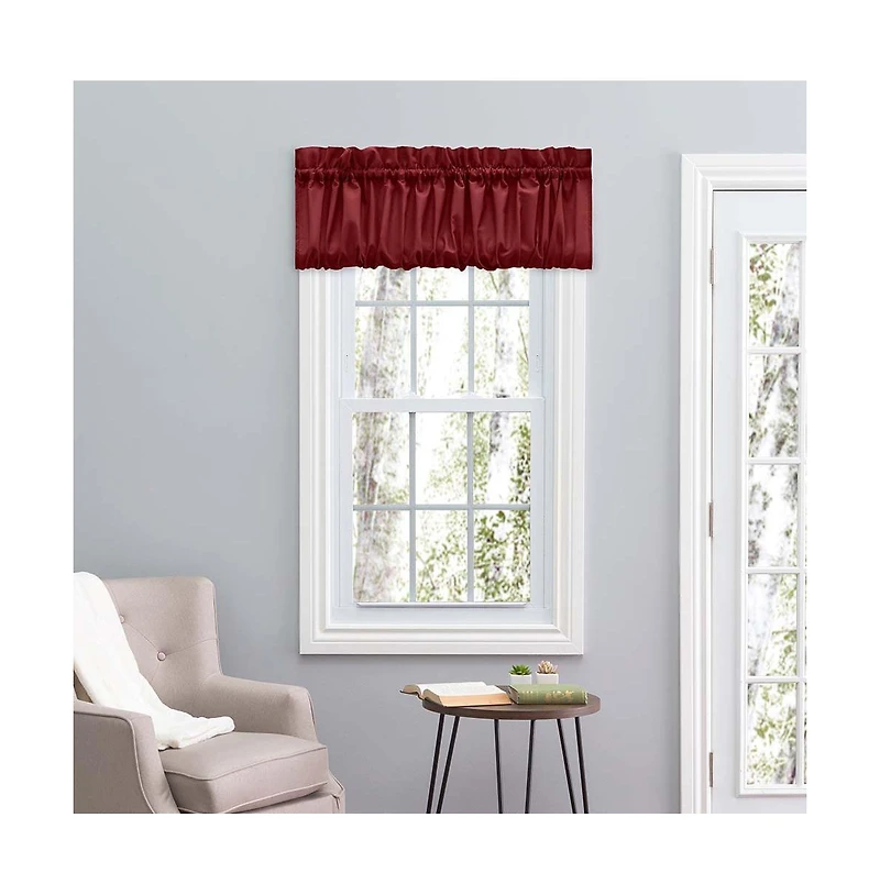 Ellis Stacey 1.5" Rod Pocket High Quality Fabric Solid Color Window Balloon Valance 60"x15" Merlot