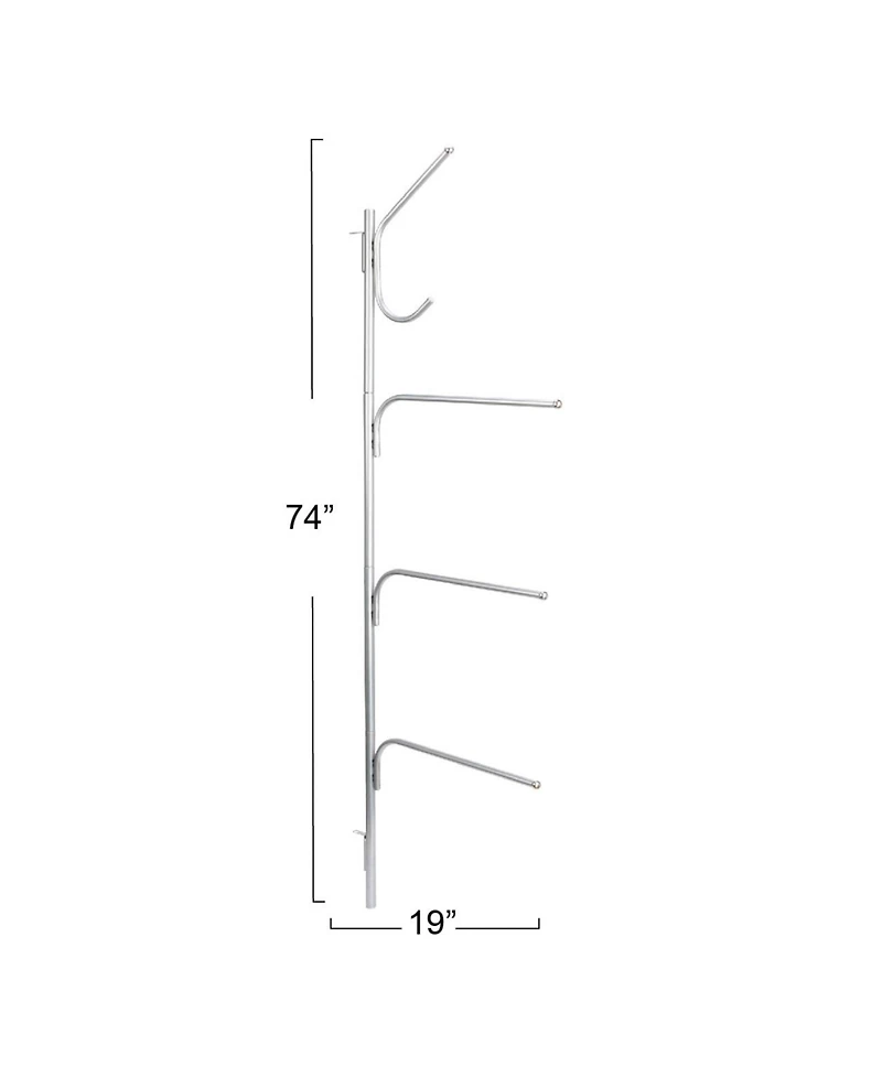 Household Essentials Hinge-It Clutterbuster Steel Valet Family Towel Bar, Silver