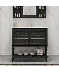 Lovmor 36inch Bathroom Vanity Cabinet with Sink Combo Set Undermount Ceramic Sink Free Standing Vanity Set