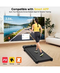 Redliro Walking Pad Treadmill with Incline, Portable Under Desk Treadmill for Home Office, Compact Walking Pad with Smart Led Display, Black