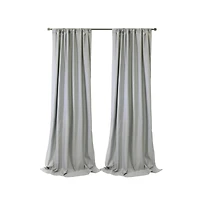 Thermaplus Brooklyn Blackout Dual Header Elegant Vertical Linear Texture Complete Privacy Curtain Panel 52" x 108" Grey