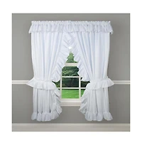 Ellis Curtain 2-Piece Ruffled Priscilla Window Curtain Panel Pair with ties - 80x72" White